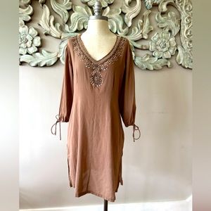 Beaded Cotton Tunic Cover Up by Charlie Joe - Large
